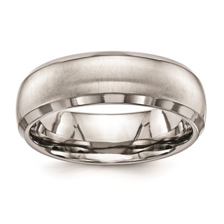 Titanium Pol & Satin 7mm Domed Ring