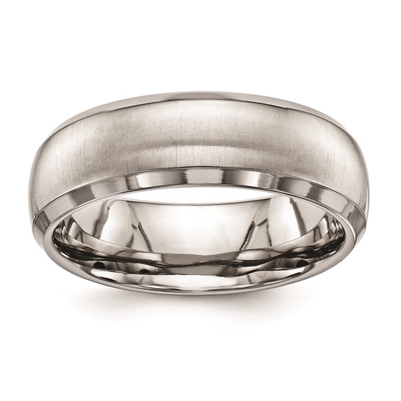 Titanium Pol & Satin 7mm Domed Ring