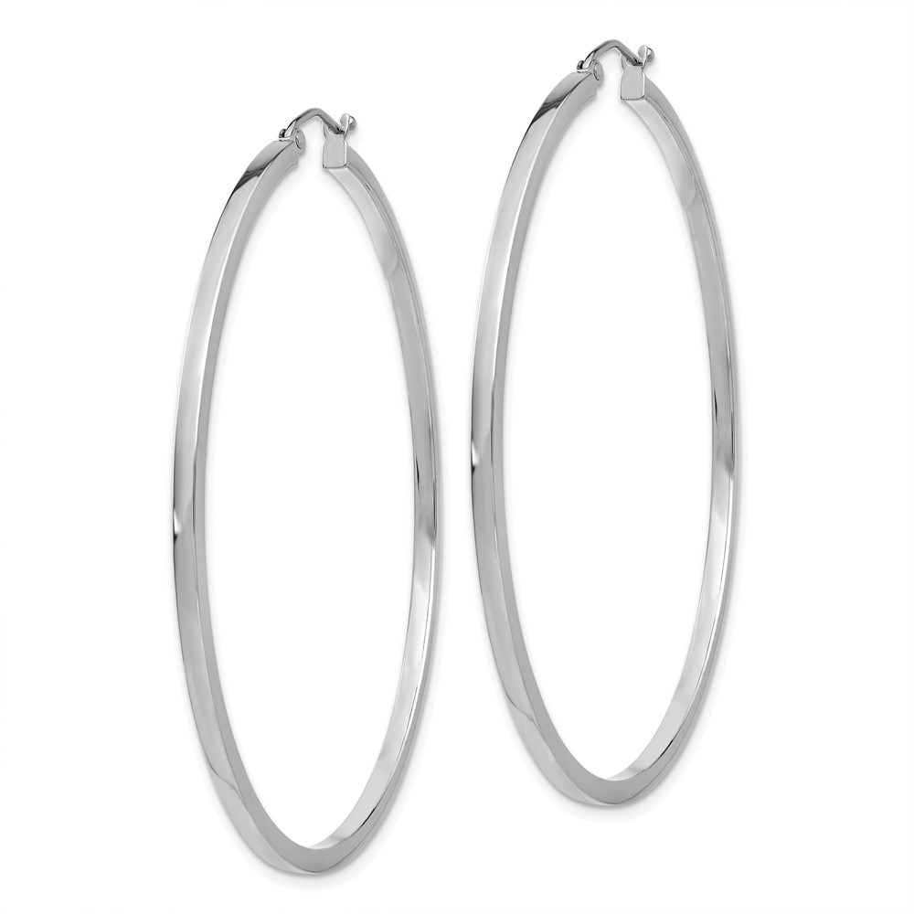 14k White Gold 2mm Square Tube Hoops (T1082)