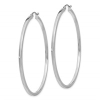 14K White Gold 2x 55mm Square Tube Hoop Earrings view 2