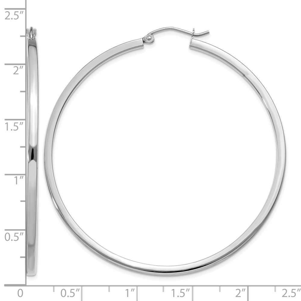 14k White Gold 2mm Square Tube Hoops (T1082)