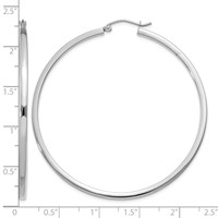 14K White Gold 2x 55mm Square Tube Hoop Earrings view 4