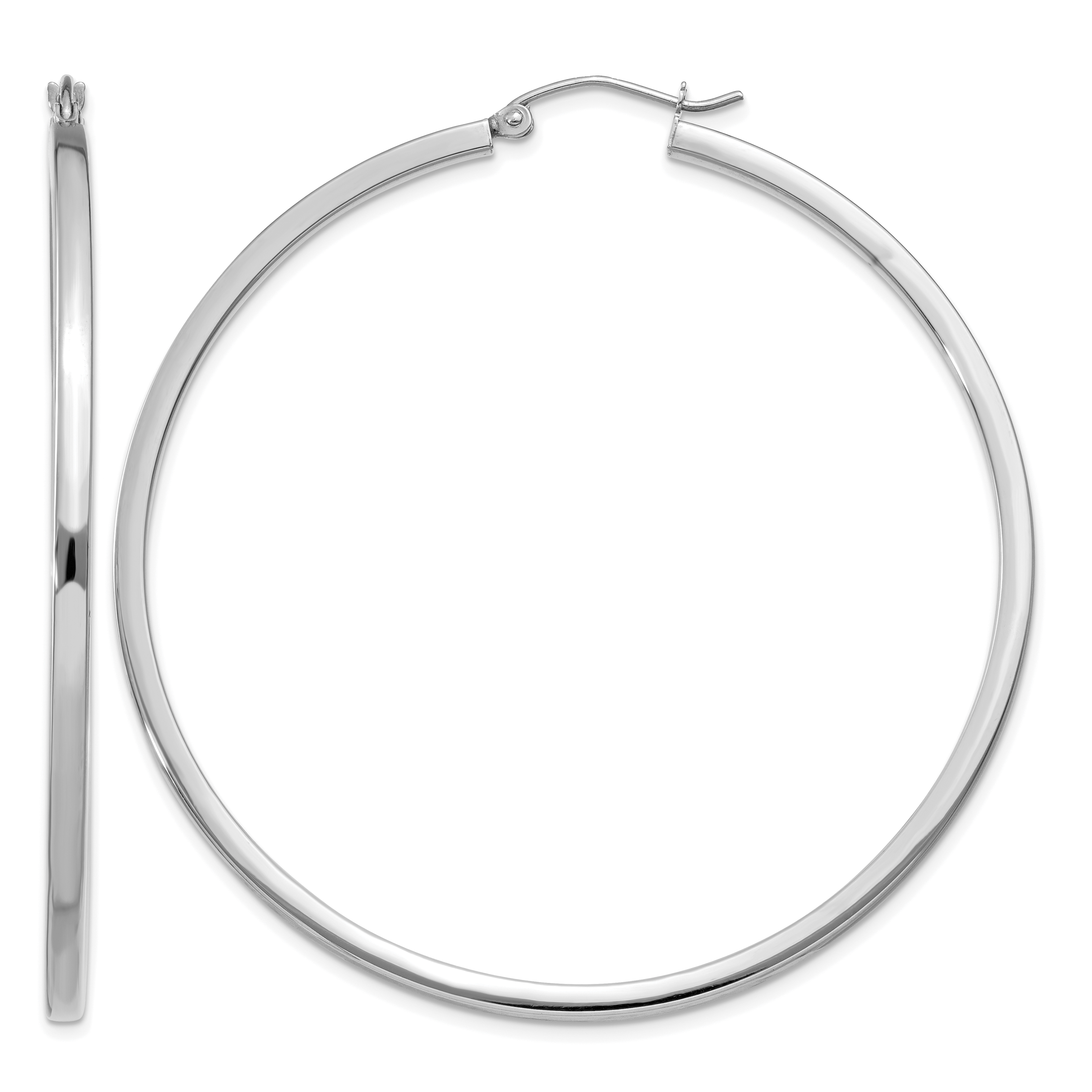 14k White Gold 2mm Square Tube Hoops (T1082)