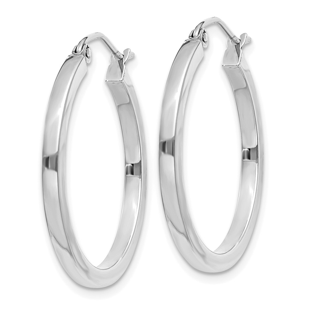 14k White Gold 2mm Square Tube Hoops (T1084)