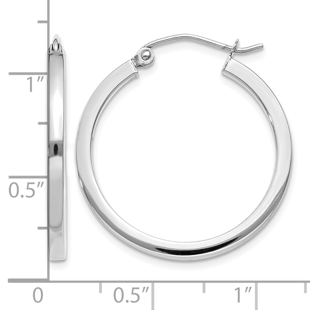 14k White Gold 2mm Square Tube Hoops (T1084)