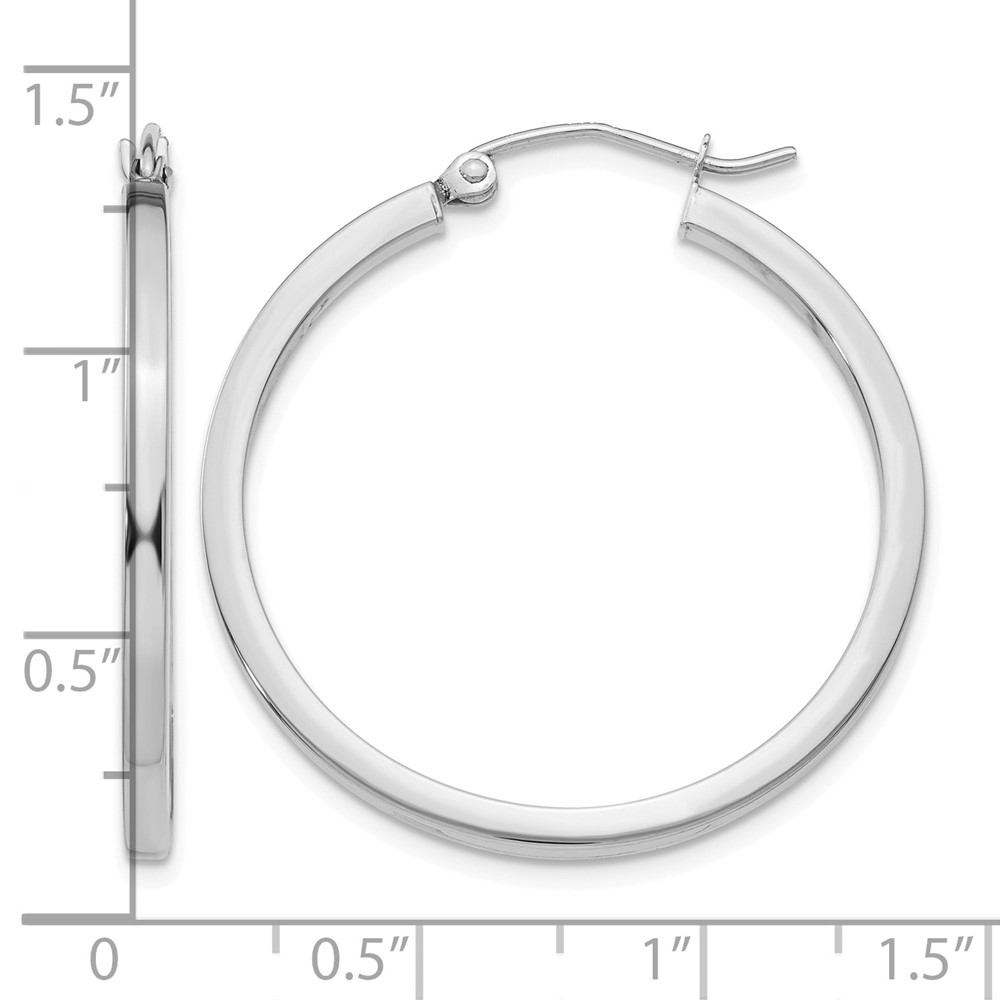 14k White Gold 2mm Square Tube Hoops (T1085)
