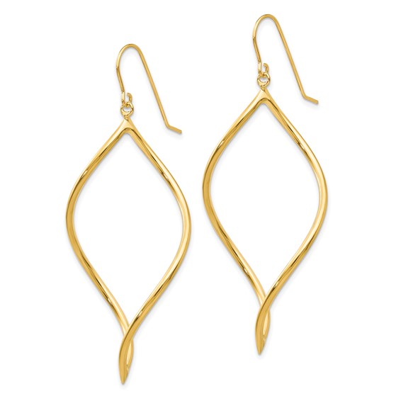 14k Polished Twisted Drop French Hook Earrings
