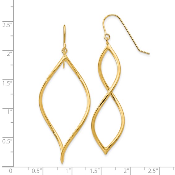 14k Polished Twisted Drop French Hook Earrings