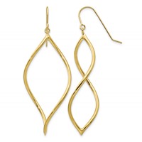 14K Yellow Gold Polished Twisted Drop French Hook Earrings view 1
