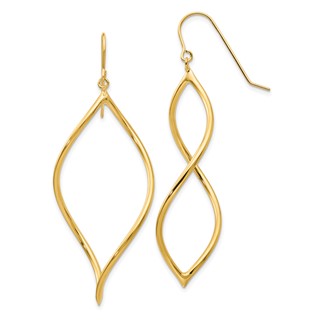 14k Polished Twisted Drop French Hook Earrings