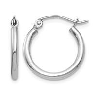14K White Gold 2x 18mm Polished Tube Hoop Earrings view 1