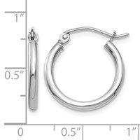 14K White Gold 2x 17mm Polished Lightweight Tube Hoop Earrings view 4