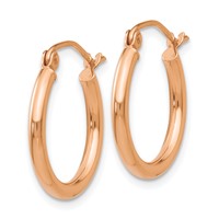 14K Yellow Gold 2x18mm Polished Tube Hoop Earrings view 2