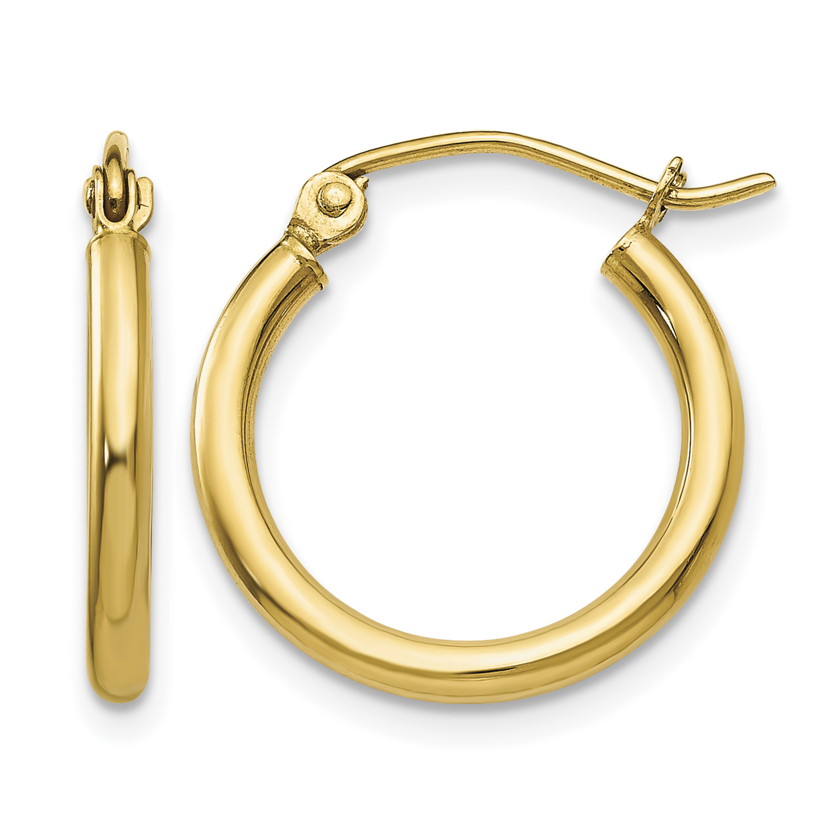 14k Polished 2x17.5mm Tube Hoop Earrings (T1124)