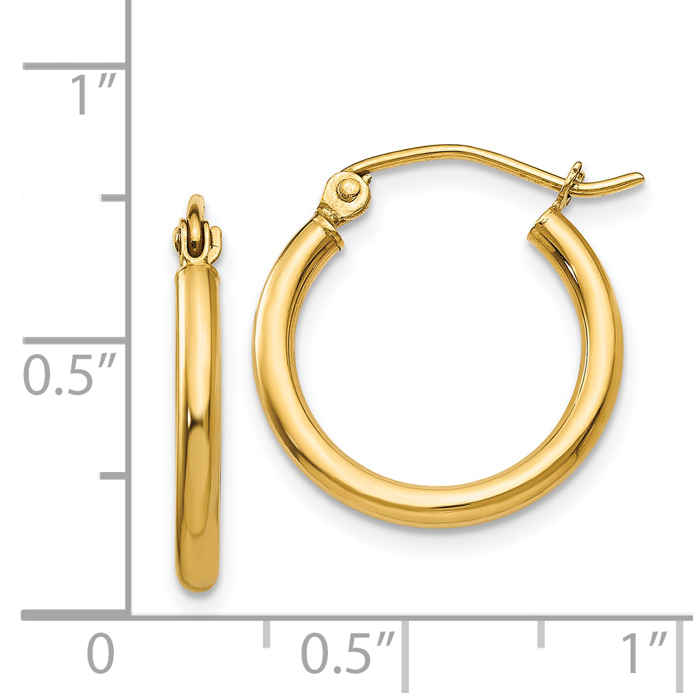 Pendientes de aro de tubo ligero pulidos de 14 k 2x17,5 mm T1124L - Imagen 4 de 4