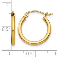 14K Yellow Gold 2x 17mm Polished Lightweight Tube Hoop Earrings view 4