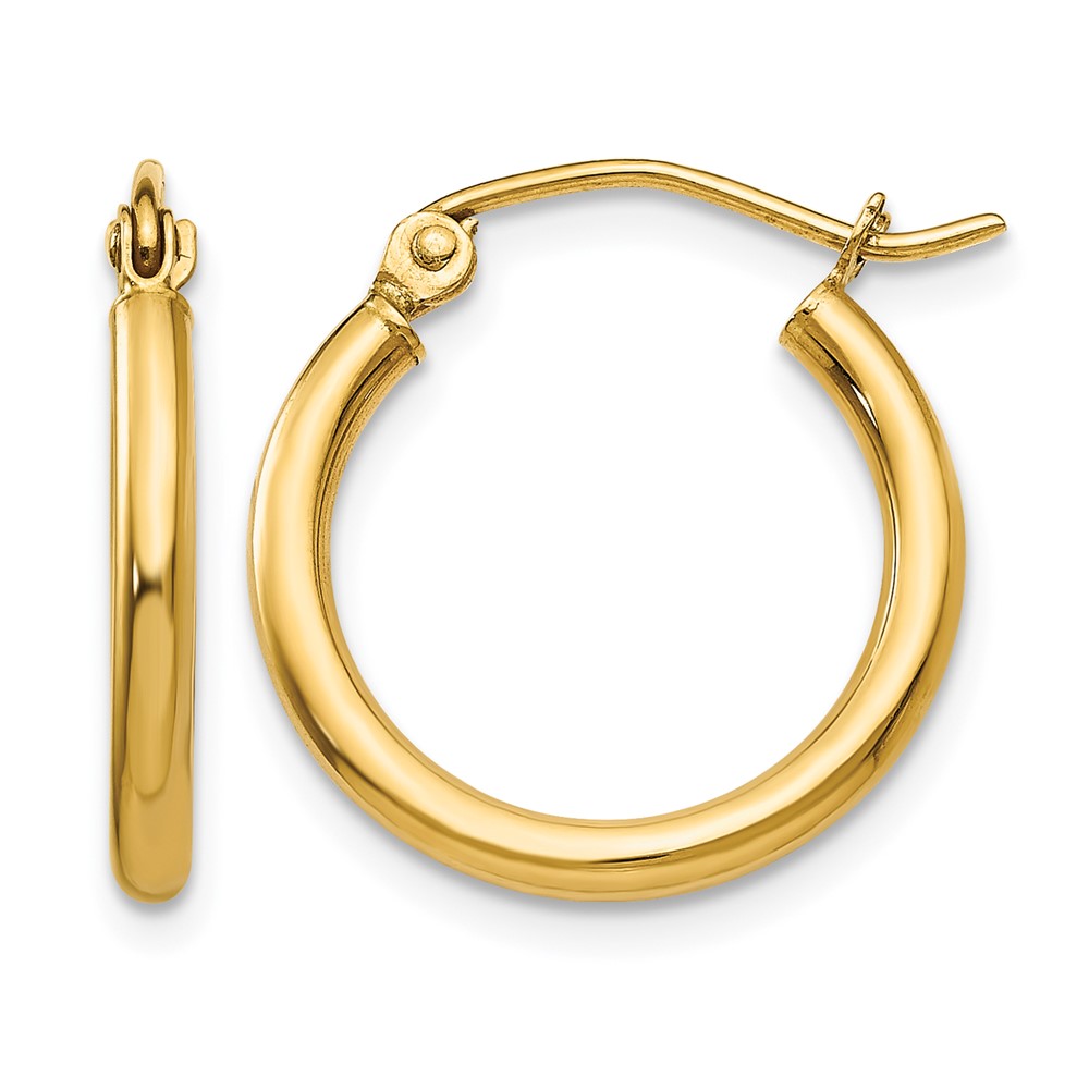 14k Polished 2x17.5mm Lightweight Tube Hoop Earrings (T1124L)