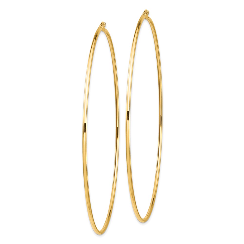 14k Polished 2x100mm Round Tube Hoop Earrings (T1159)