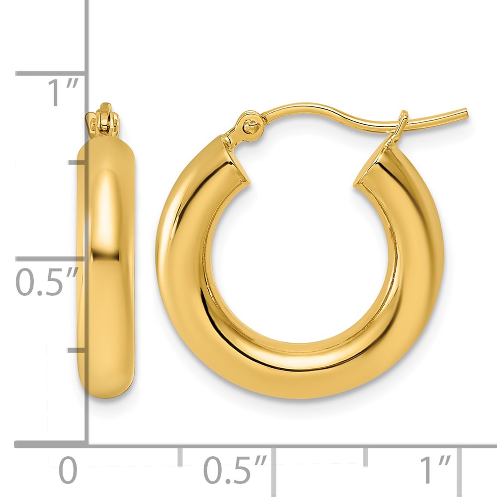 14k Polished 4mm Tube Hoop Earrings (T1163)