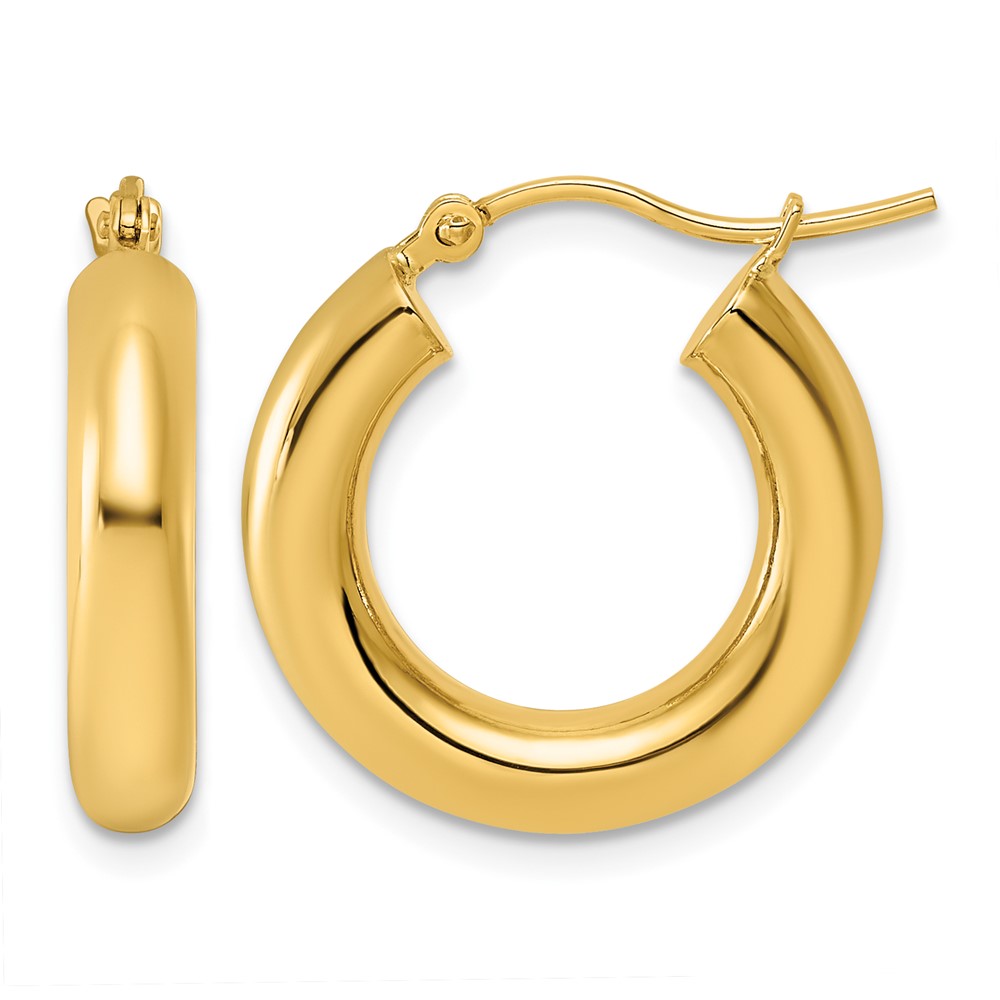 14k Polished 4mm Tube Hoop Earrings (T1163)