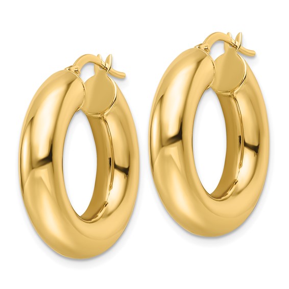 Gold Polished Tube Hoop Earrings