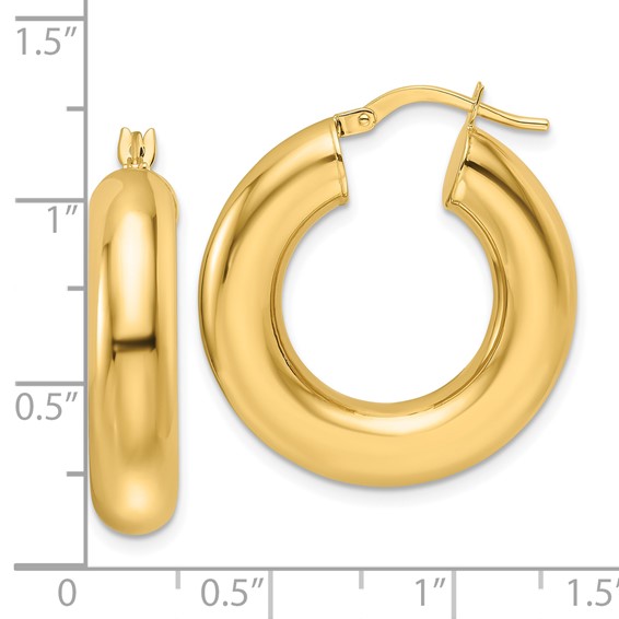 Gold Polished Tube Hoop Earrings