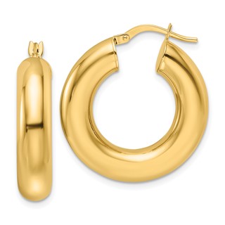 Gold Polished Tube Hoop Earrings