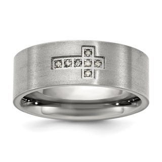 Titanium Diamond Cross Ring