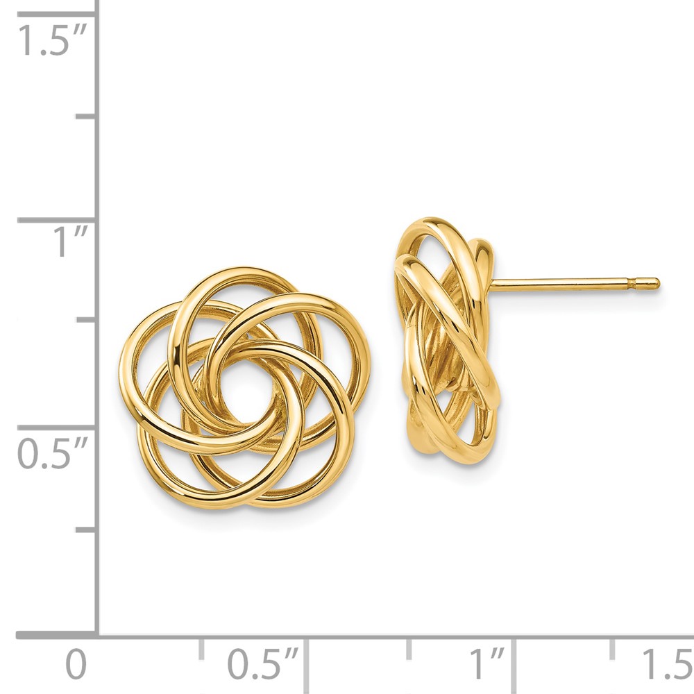 14k Polished Love Knot Post Earrings (T564)