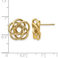 14K 15mm Yellow Gold Polished Love Knot Post Earrings view 4