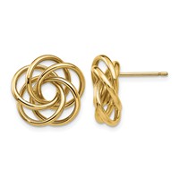 14K 15mm Yellow Gold Polished Love Knot Post Earrings view 1
