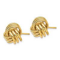 14K 12mm Yellow Gold Polished Triple Love Knot Post Earrings view 2