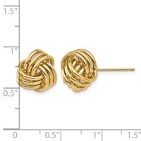 14K 12mm Yellow Gold Polished Triple Love Knot Post Earrings view 4