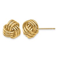 14K 12mm Yellow Gold Polished Triple Love Knot Post Earrings view 1