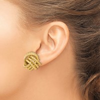 14K 12mm Yellow Gold Polished and Twisted Love Knot Post Earrings view 3