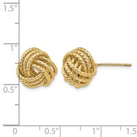 14K 12mm Yellow Gold Polished and Twisted Love Knot Post Earrings view 4