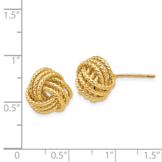 14k 12mm Polished and Twisted Love Knot Post Earrings