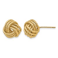 14K 12mm Yellow Gold Polished and Twisted Love Knot Post Earrings view 1