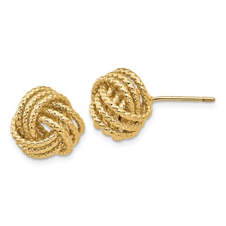 14k 12mm Polished and Twisted Love Knot Post Earrings