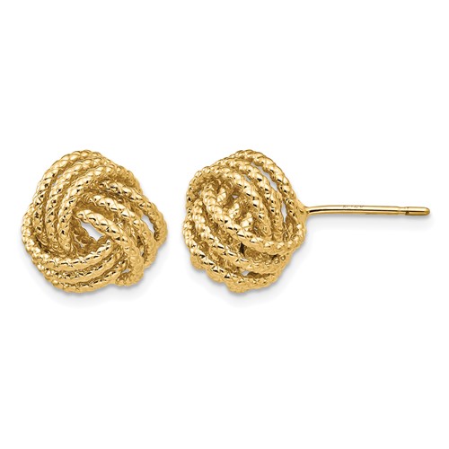 14K 12mm Yellow Gold Polished and Twisted Love Knot Post Earrings