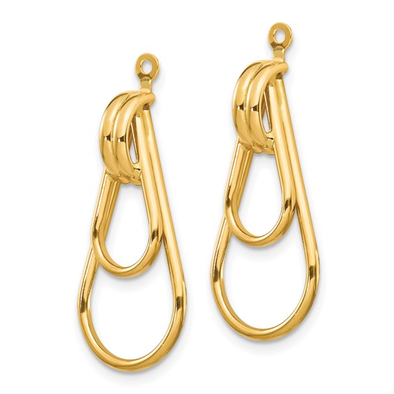 14k Polished Double Teardrop Doorknocker Earring Jackets
