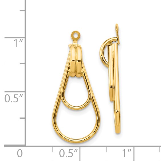 14k Polished Double Teardrop Doorknocker Earring Jackets