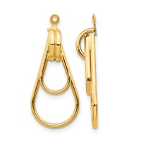 14K Yellow Gold Polished Double Teardrop Doorknocker Earring Jackets view 1