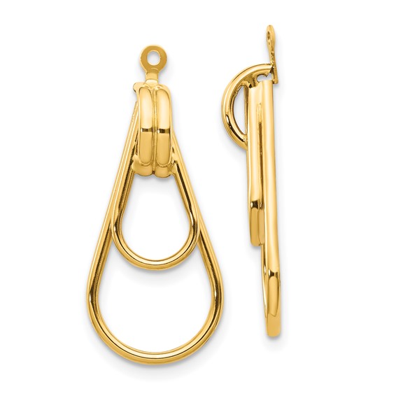 14k Polished Double Teardrop Doorknocker Earring Jackets