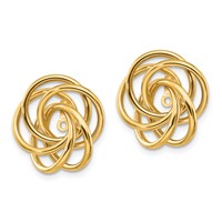 14K Yellow Gold Polished Love Knot Earring Jackets view 2