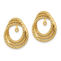 14K Yellow Gold Polished and Twisted Fancy Earring Jackets view 2