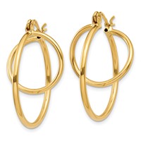 14K Yellow Gold Fashion Circle Hoop Earrings view 2
