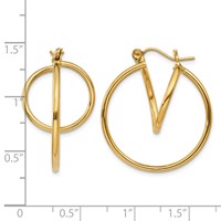 14K Yellow Gold Fashion Circle Hoop Earrings view 4