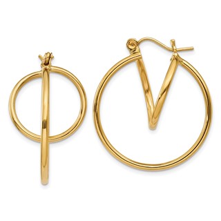 Gold Double Circle Hoop Earrings