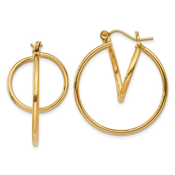 Gold Double Circle Hoop Earrings